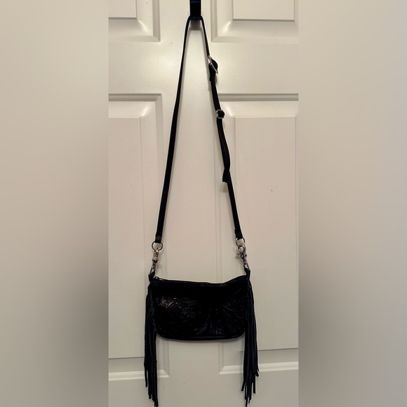 Hip Bag Company Black Leather Fringe Crossbody – Handmade USA - Picture 9 of 10